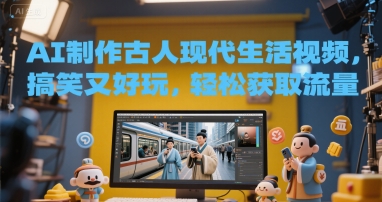 AI制作古人现代生活视频，搞笑又好玩，轻松获取流量-狂人资源网
