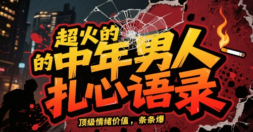 火的中年男人扎心语录，顶级情绪价值，条条爆，AI操作简单-狂人资源网