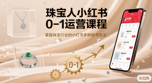 珠宝人小红书0-1运营课程，掌握珠宝行业的小红书多种账号玩法-狂人资源网