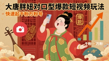 大唐胖妞对口型爆款短视频玩法，快速起千粉万粉号-狂人资源网