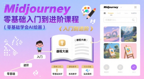 midjourney零基础入门到进阶课程，零基础学会AI绘画-狂人资源网