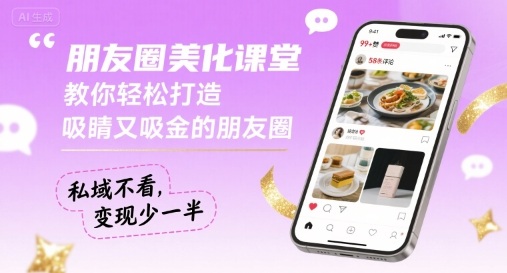 朋友圈美化课堂，教你轻松打造，吸睛又吸金的朋友圈，私域不看，变现少一半-狂人资源网