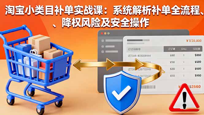 淘宝小类目补单实战课：系统解析补单全流程、降权风险及安全操作-狂人资源网
