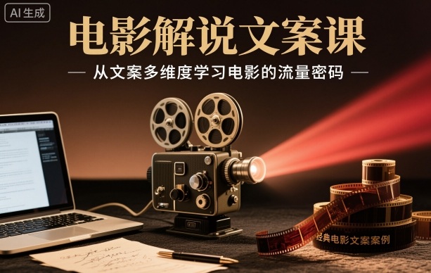 电影解说文案课，从文案多维度学习电影的流量密码-狂人资源网