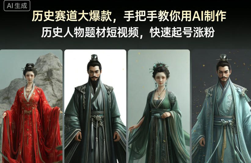 历史赛道大爆款，手把手教你用AI制作历史人物题材短视频，快速起号涨粉-狂人资源网