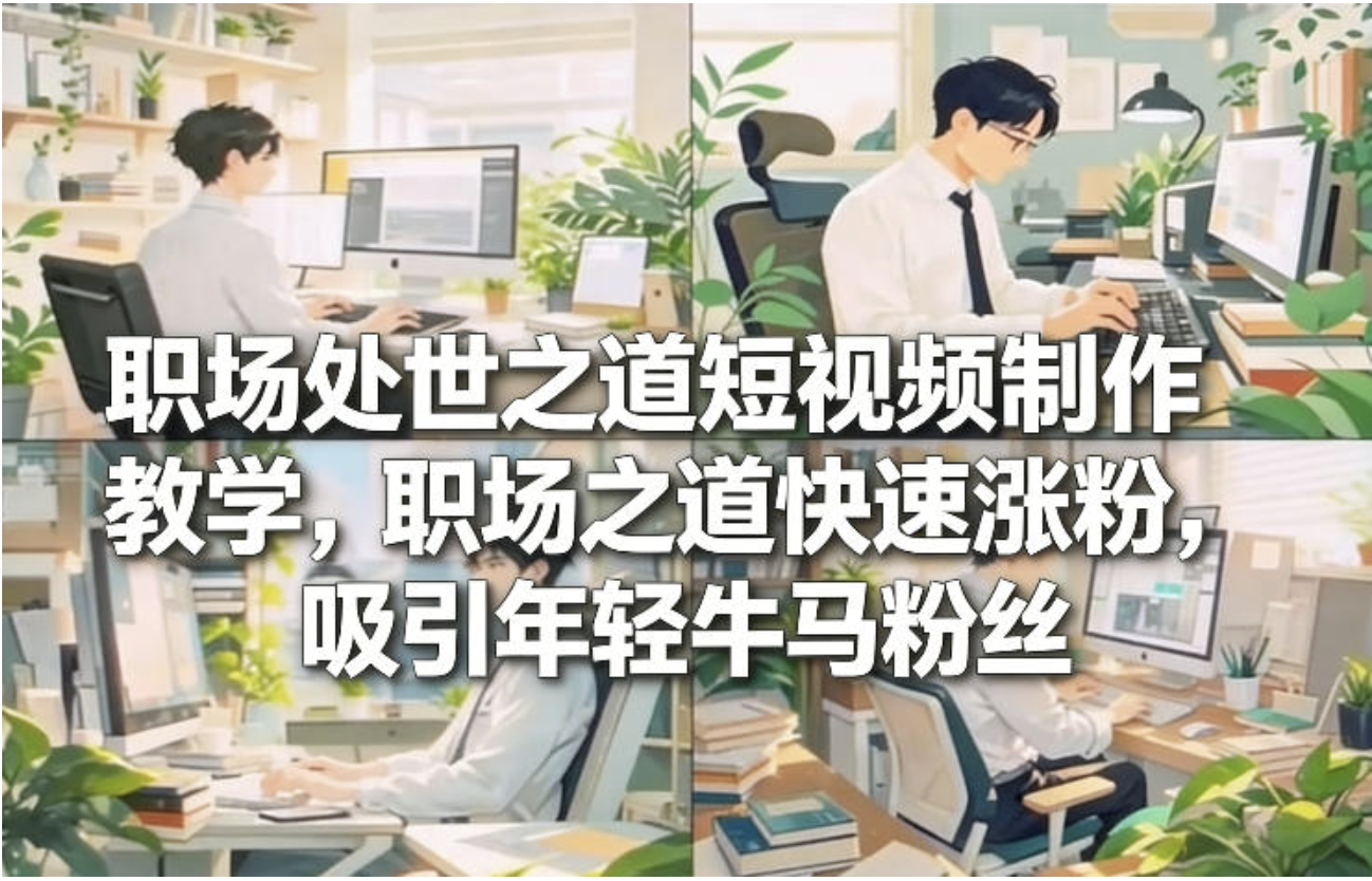职场处世之道短视频制作教学，职场之道快速涨粉，吸引年轻牛马粉丝-狂人资源网