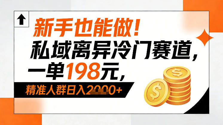 新手也能做！私域离异冷门赛道，一单198，精准人群日入1k+-狂人资源网
