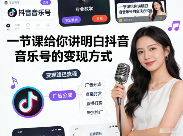 一节课给你讲明白抖音音乐号的变现方式-狂人资源网