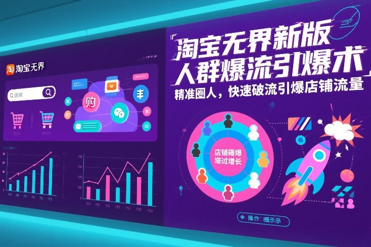 淘宝无界新版人群爆流引爆术，精准圈人，快速破流引爆店铺流量-狂人资源网