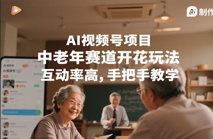 AI视频号项目，中老年赛道开花玩法，互动率高，手把手教学-狂人资源网