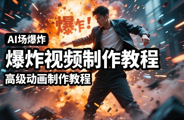 AI场景爆炸视频制作教程，利用人物实拍视频制作出高级的动画特效-狂人资源网