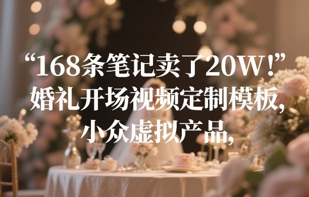 168条笔记狂销20万！婚礼开场视频定制模板，虚拟产品中的小众爆款-狂人资源网